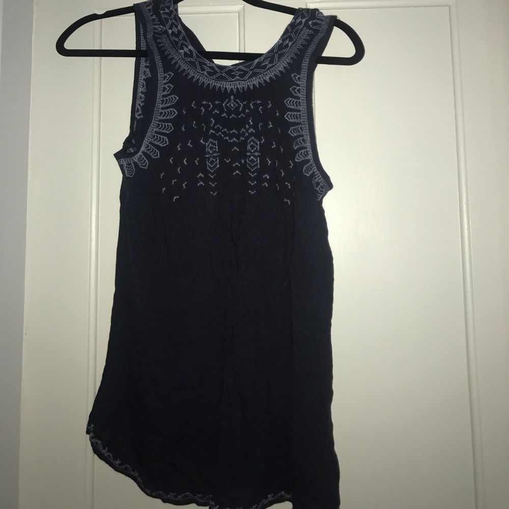 Brand new navy embroidered tank